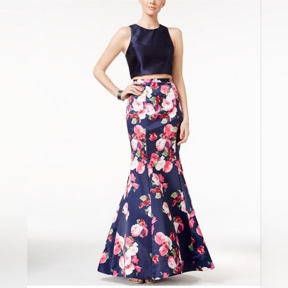 Pre-Owned B DARLIN Women's Size 9/10 Floral Full-Length Fit Flare Skirt As Is - Picture 1 of 12